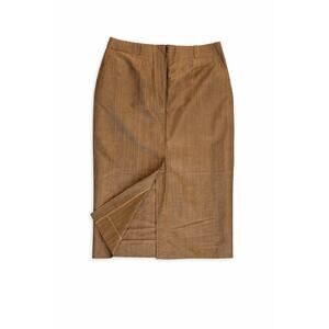 Moda International 100% Silk Pencil Skirt Brown Gold Size 4